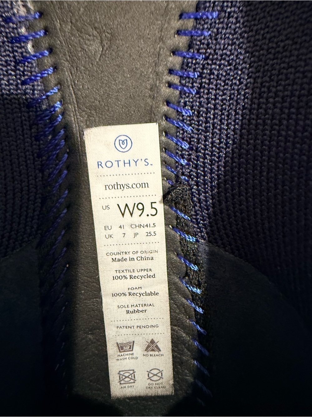 Rothy's Navy Pointed Toe Flats with Blue Trim - Picture 6 of 7